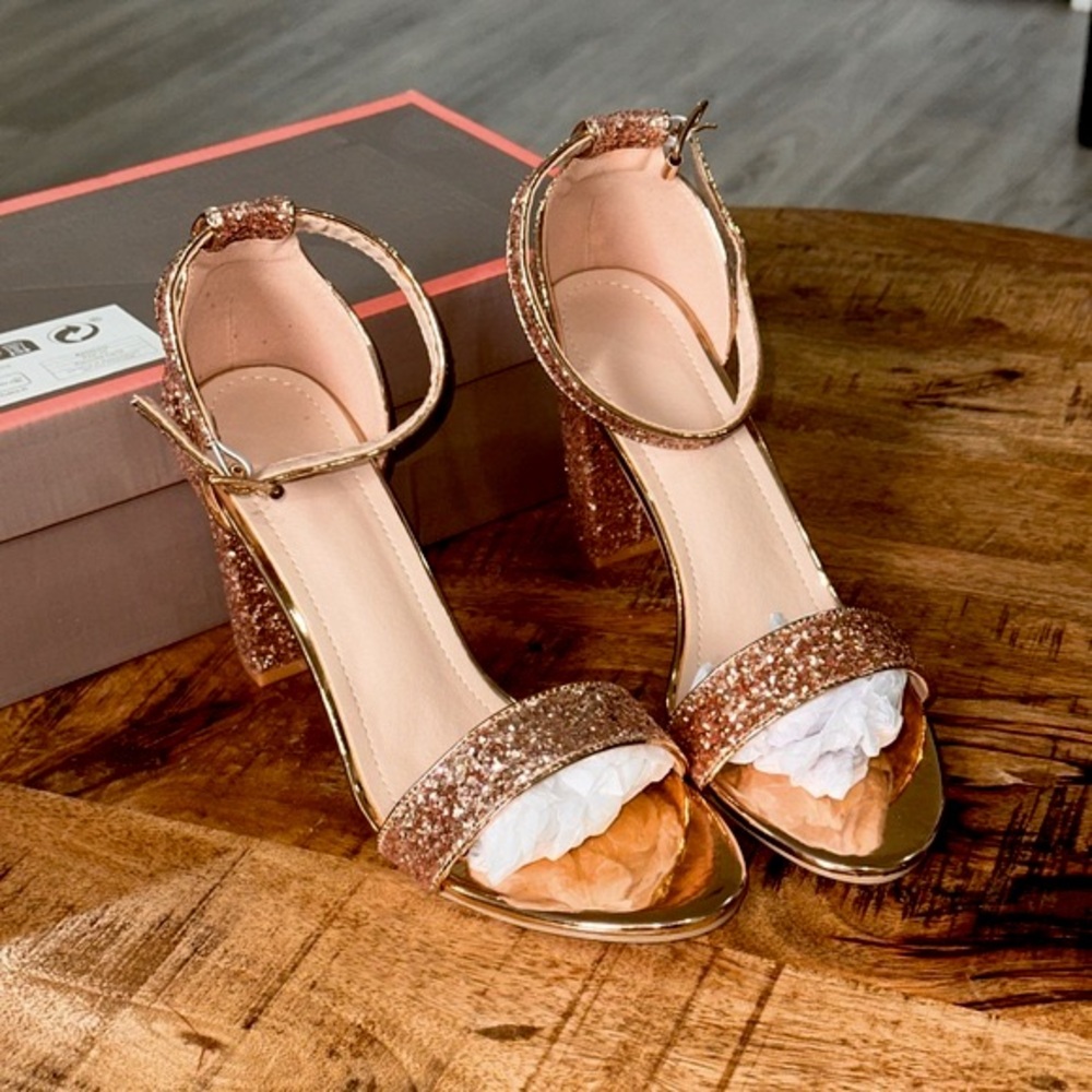 Fashion Formal sequin Rose Gold Chucky Heels